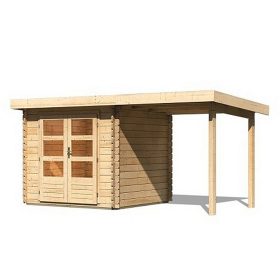   fából készült kerti ház KARIBU BASTRUP 2 + egy menedéket 200 cm (73290) natur LG2806