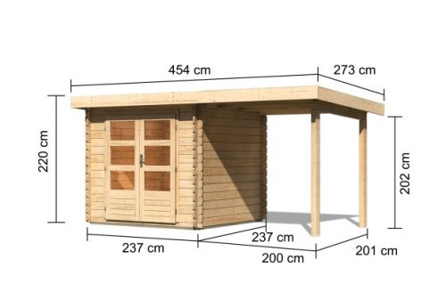 fából készült kerti ház KARIBU BASTRUP 2 + egy menedéket 200 cm (73290) natur LG2806