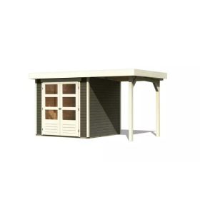   fából készült kerti ház KARIBU ASKOLA 2 + egy menedéket 150 cm (23490) terragrau LG3206