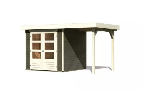 fából készült kerti ház KARIBU ASKOLA 2 + egy menedéket 150 cm (23490) terragrau LG3206