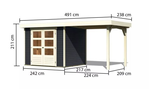fából készült kerti ház KARIBU ASKOLA 3 + egy menedéket 240 cm (38662) antracit LG3230