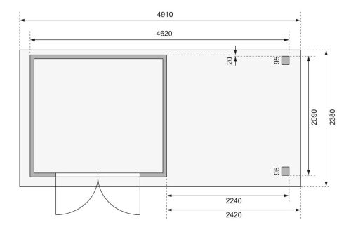 fából készült kerti ház KARIBU ASKOLA 3 + egy menedéket 240 cm (77725) natur LG3234