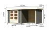 fából készült kerti ház KARIBU ASKOLA 3 + egy menedéket 240 cm (82923) terragrau LG3235