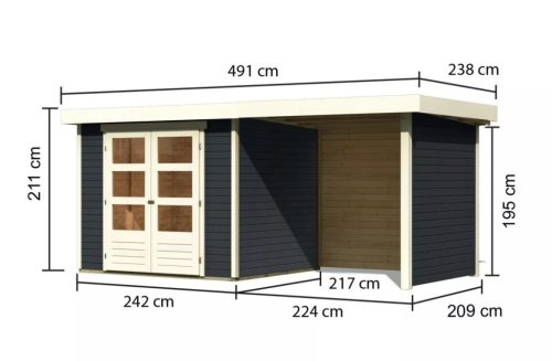 fából készült kerti ház KARIBU ASKOLA 3 + egy menedéket 240 cm (38664) antracit LG3236