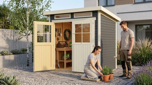 fából készült kerti ház KARIBU GLÜCKSBURG 2 (68190) terragrau LG3488
