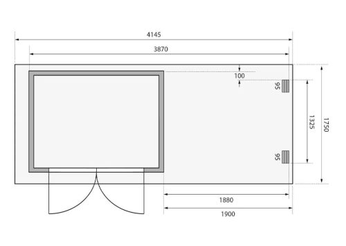 fából készült kerti ház KARIBU GLÜCKSBURG 2 + egy menedéket 190 cm (83230) terragrau LG3490