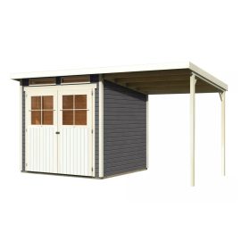   fából készült kerti ház KARIBU GLÜCKSBURG 3 + egy menedéket 190 cm (68769) terragrau LG3495