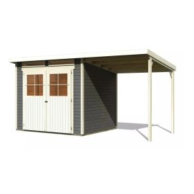   fából készült kerti ház KARIBU GLÜCKSBURG 4 + egy menedéket 190 cm (83233) terragrau LG3499