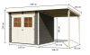 fából készült kerti ház KARIBU GLÜCKSBURG 4 + egy menedéket 190 cm (83233) terragrau LG3499