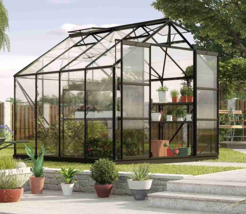 üvegház VITAVIA URANUS 6700 tiszta üveg 3 mm fekete színű LG3560