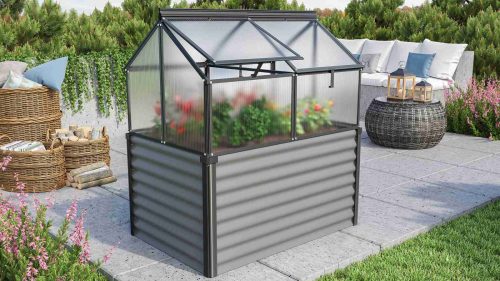 emelt ágyás üvegházzal VITAVIA GAIA JUMBO PC 4 mm fekete LG3735