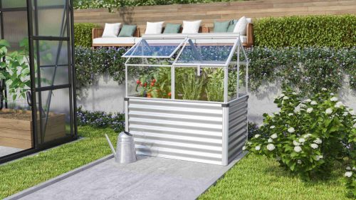 VITAVIA GAIA JUMBO emelt ágyás üvegházzal  üveg 3 mm ezüst
