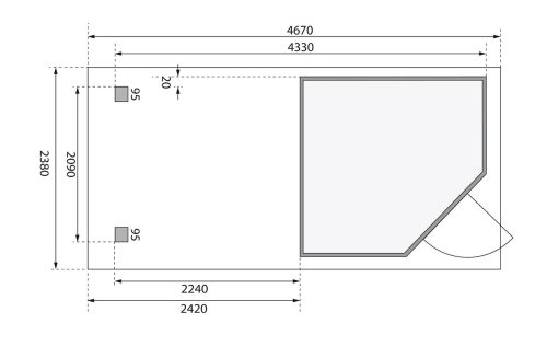 fából készült kerti ház KARIBU SCHWANDORF 3 + egy menedéket 240 cm (77738) natur LG3891
