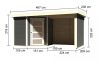fából készült kerti ház KARIBU SCHWANDORF 3 + menedékház hátsó és oldalfalakkal 240 cm (77741) terragrau LG3896