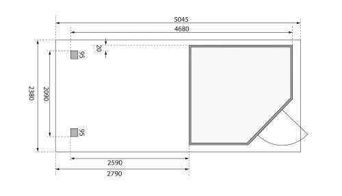 fából készült kerti ház KARIBU SCHWANDORF 3 + egy menedéket 280 cm (77742) natur LG3897