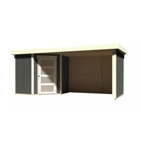   fából készült kerti ház KARIBU SCHWANDORF 3 + menedékhely 280 cm hátsó és oldalfalakkal együtt (77745) terragrau LG3902