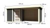 fából készült kerti ház KARIBU SCHWANDORF 3 + menedékhely 280 cm hátsó és oldalfalakkal együtt (77745) terragrau LG3902