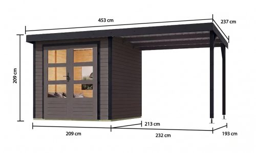 hibrid kerti ház KARIBU JUPITER 2B (93428) terragrau / antracit + menedék 219 cm LG4037