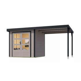   hibrid kerti ház KARIBU JUPITER 2D (93434) világosszürke / antracit + menedék 219 cm LG4082