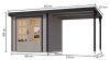 hibrid kerti ház KARIBU JUPITER 2D (93434) világosszürke / antracit + menedék 219 cm LG4082