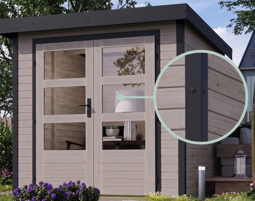 hibrid kerti ház KARIBU JUPITER 2D (93434) világosszürke / antracit + menedék 219 cm LG4082