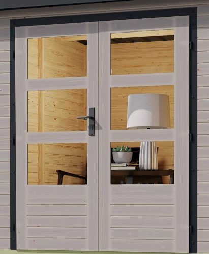 hibrid kerti ház KARIBU JUPITER 2D (93434) világosszürke / antracit + menedék 219 cm LG4082
