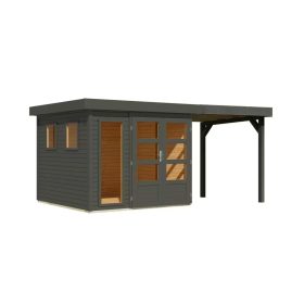   fa kerti ház KARIBU LAHAR 3,5 + menedékhely 240 cm (12486) terragrau LG4422