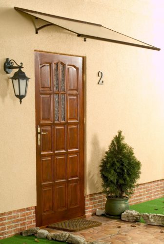 LanitPlast MELES, ALU bejárati tető barna, szélesség 1600 x mélység 850 mm, kamrás polikarbonát 4,5 mm 