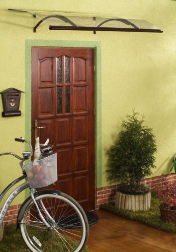 LanitPlast OLOR, ALU bejárati előtető, barna szín, szélesség 1600 x mélység 870 mm, átlátszó plexiüveg 4 mm