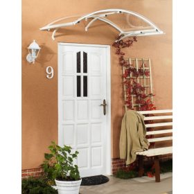   LanitPlast LEO, ALU bejárati tető, fehér szín, szélesség 1600 x mélység 900 mm, átlátszó plexiüveg 4 mm