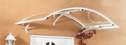 LanitPlast LEO, ALU bejárati tető, fehér szín, szélesség 1600 x mélység 900 mm, átlátszó plexiüveg 4 mm