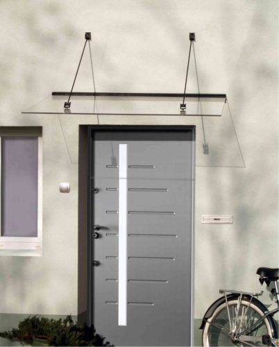 LanitPlast LAZUR, ALU bejárati tető, fekete szín, szélesség 1500 x mélység 970 mm, átlátszó plexiüveg 10 mm