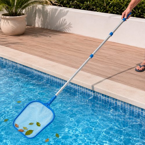 Medence tisztító háló teleszkópos nyéllel 120 cm